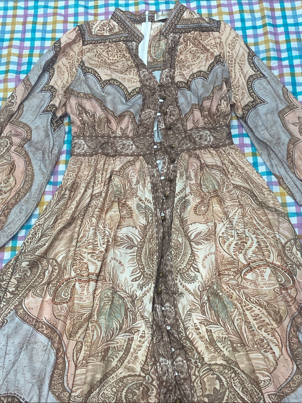 Zimmermann Paisley Tiered Maxi Dress in Brown and Cream - Picture 2 of 8